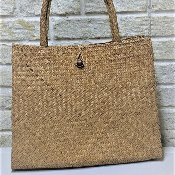 Raffia Tote Handbag Vegan Purse l - Picture 3 of 11